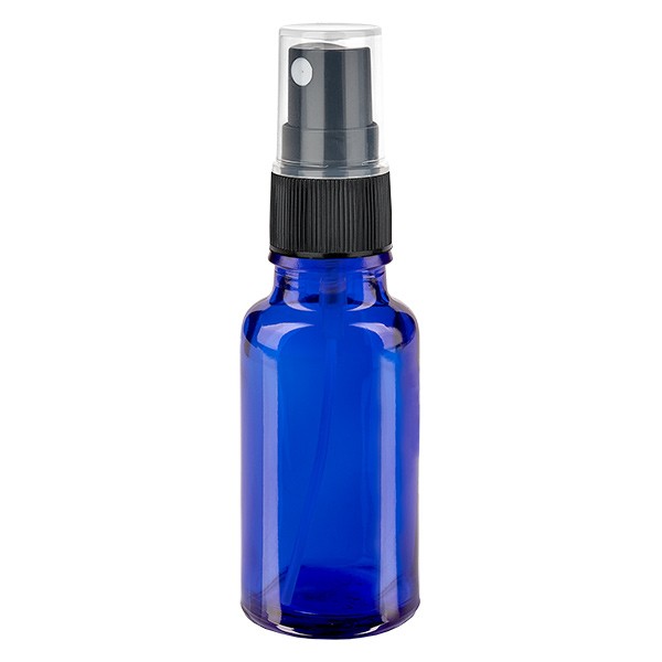 Blauglasflasche 20ml mit Pumpzerstäuber schwarz