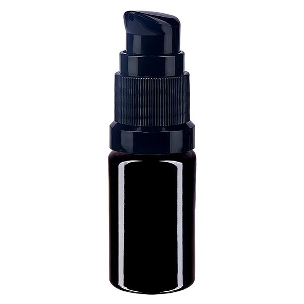 Violettglasflasche 5ml mit Pumpverschluss schwarz