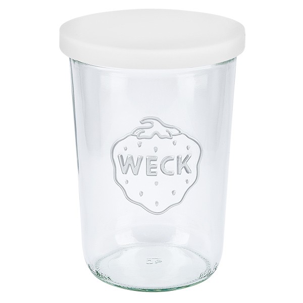 850ml Sturzglas WECK RR100 mit Silikondeckel weiss