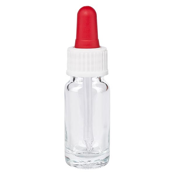 Pipettenflasche klar 10ml, Pipette weiss/rot Standart