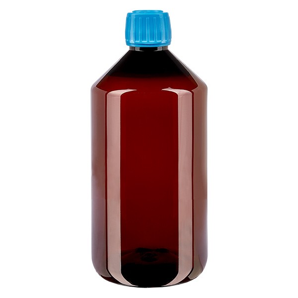 PET Flasche 750ml mit blauem Verschluss OV