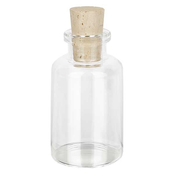 Injektionsflasche Klarglas 20ml mit Korken 11/14mm