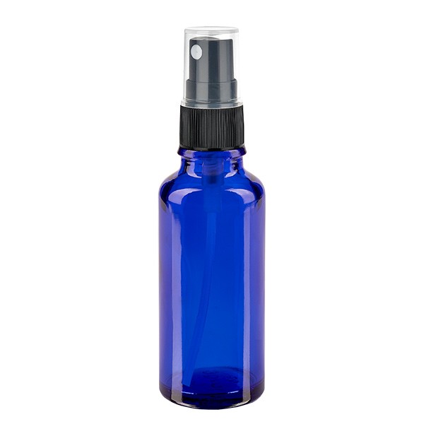 Blauglasflasche 30ml mit Pumpzerstäuber schwarz