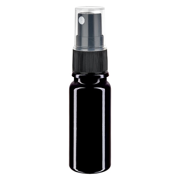 Violettglasflasche 10ml mit Pumpzerstäuber schwarz